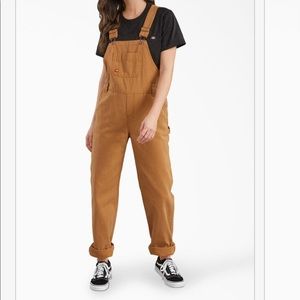 DICKIES Women's Relaxed Fit Bib Overalls, Brown Duck